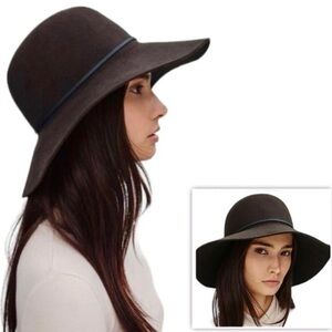 ARITZIA TALULA Baylis Wool Wide Brim Floppy Hat Black M/L
